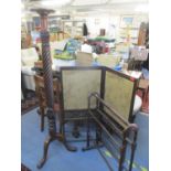 An early 20th century mahogany, carved torchere, together with a mahogany towel rail and a two