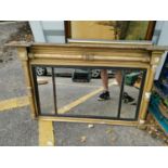 A Regency giltwood triple plate over mantle mirror, 71 x 113cm A/F Location: RAF