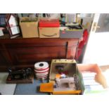 A mixed lot to include two Singer sewing machines, one cased, serial number EM002341, circa 1956,