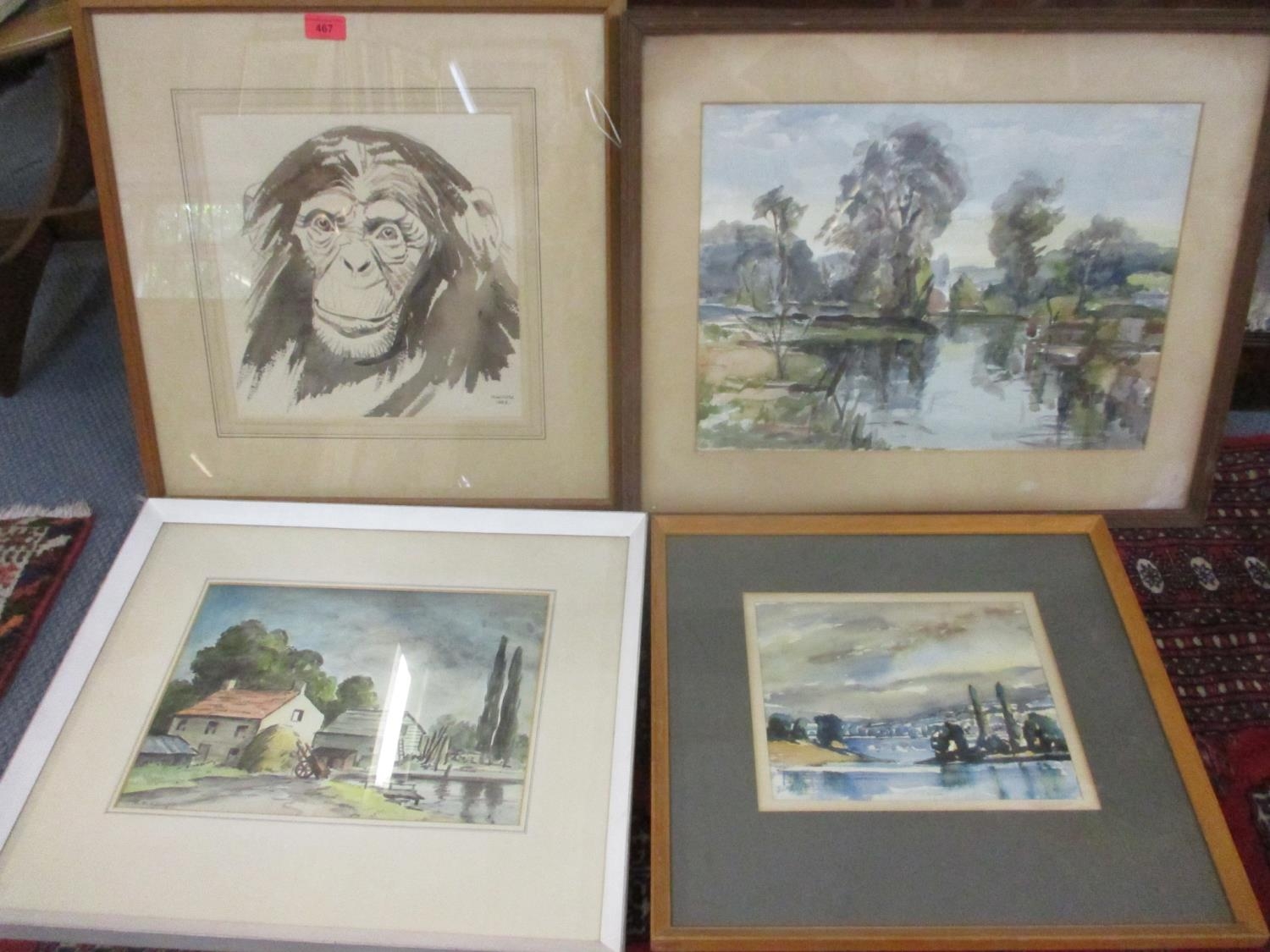 N U Cusa - a watercolour of a chimpanzee dated 1966 by the artist who was a member of the Society of