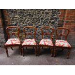 Four Victorian mahogany balloon back dining chairs with drop in seats Location: CL