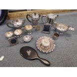 Silver and silver plate to include a Norwegian silver cup (with broken handle), small silver photo