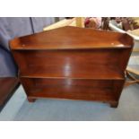 A 19th century mahogany three tier bookcase with reeded ornament, on bracket feet, 96 h x 120 w x