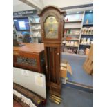 A 20th century oak longcase clock, the dial signed 'Interclock' missing glass panel on door, with