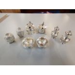 Silver to include a pair of Victorian salt and pepper shakers, and various 20th century salts and