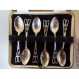 A set of six 20th century silver tea spoons, 55g Location: Cab