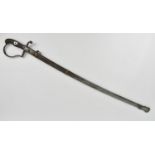 A Victorian army officer sword, with metal scabbard, the blade with foliate etching, the pommel with