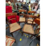 A set of six William IV mahogany dining chairs with cane seats Location: CF