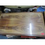 A 20th century rosewood coffee table with inset glass top, 45 x 45 x 45cm d, and a late 19th/early