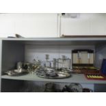 A selection of silver plate to include an oak cased Thomas Turner & Co canteen of cutlery, cased