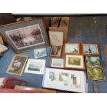 Oil paintings, watercolours and prints to include a large Helen Bradley print, signed in pencil