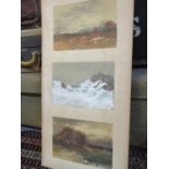 Thomas J Watson - a set of three watercolours mounted on card, initialled lower right hand corner to