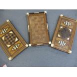 Three South African stinkwood and other woods marquetry trays A/F, galleried with ivory corner