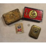 A Great War 1914 brass Christmas tin, a military cigarette case 'Gott Mit Uns' and a South African