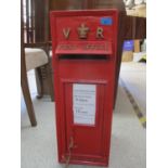 A reproduction red painted metal postbox with key Location: G