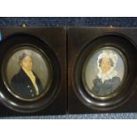 19th century British school - a pair of portrait miniatures of a man and woman in convex glazed