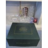Konors glassware contained in a box, Stuart Crystal, Scandinavian glass and other items