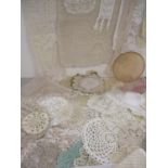 Vintage crotchet placemats, head rests, and doilies to include Irish crochet table runners Location: