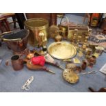 A collection of brass and copper