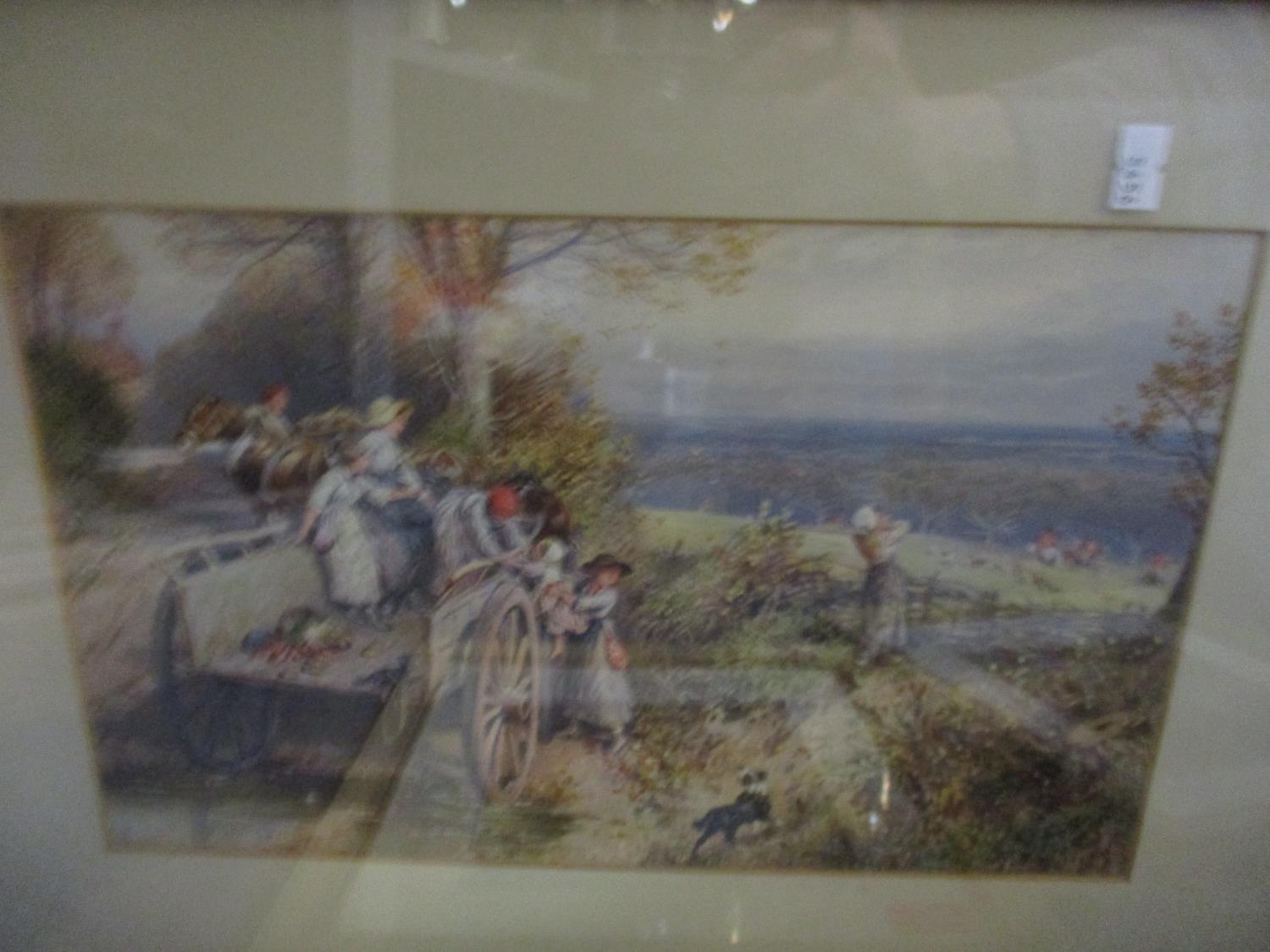 A framed and glazed watercolour of a Highland loch scene with a wooden boat to foreground, castle - Image 5 of 5