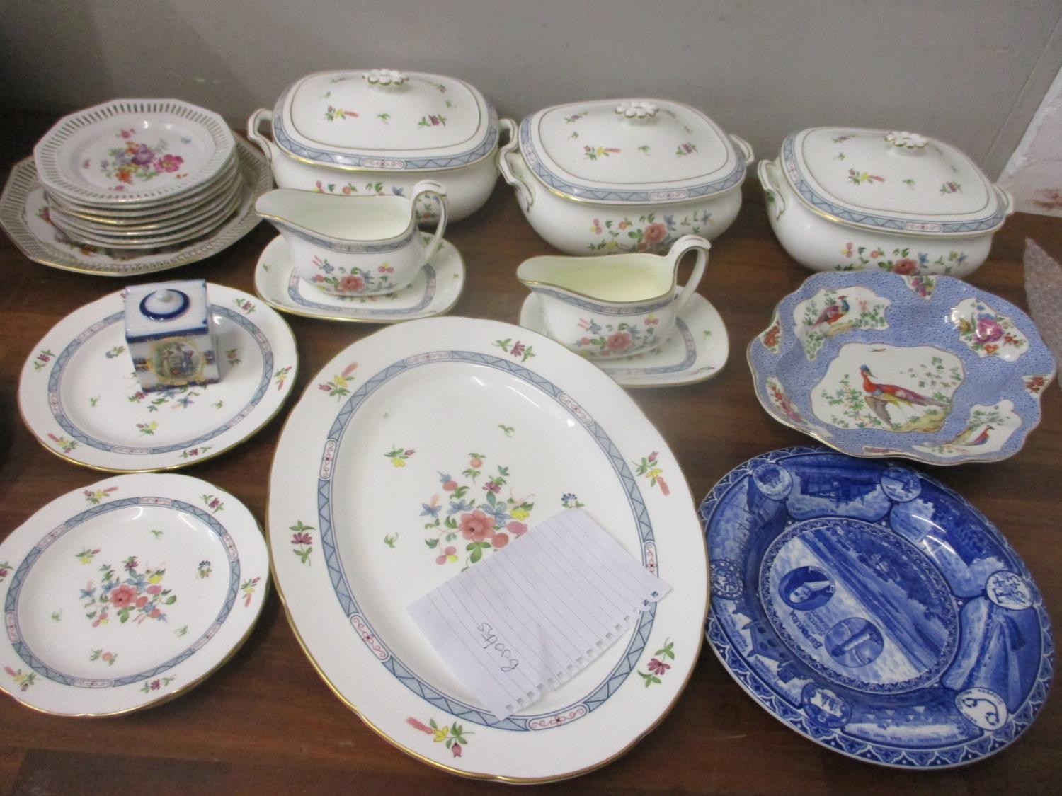 Mixed china to include a Wedgwood part dinner service, Booths, Schumann plates, and other items