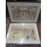 After Cecil Aldin - a pair of coaching scene coloured prints, framed and glazed