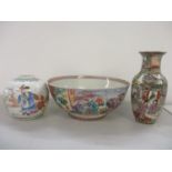 Chinese ceramics to include a 19th century Chinese bowl, canton vase and ginger jar