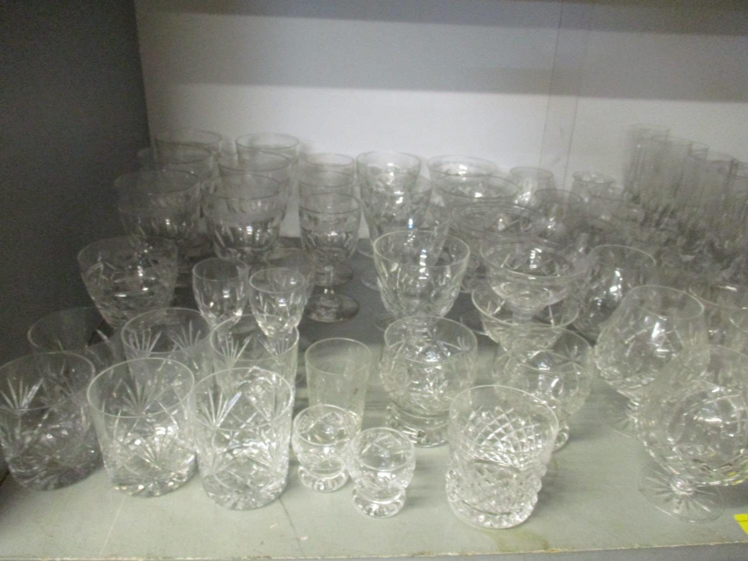 A quantity of table glass to include a Victorian and silver plated claret jug with engraved - Image 6 of 9