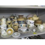 Twentieth century ceramics and pottery to include Doulton Lambeth, steins and a Clarice Cliff wall