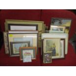 A quantity of miscellaneous framed and glazed pictures and prints to include embroideries