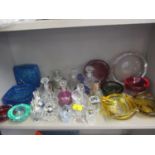 A collection of late 20th century glass bowls, dishes and ashtrays to include Whitefriars together