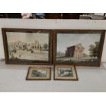 Four 18th century gouache paintings, scenes of Italy (largest 36 x 50cm Location: LWM