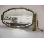 An Art Deco Meteor bevelled edge wall mirror with tasselled hanging rope décor (one side A/F),