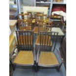 Seven mixed chairs to include two Arts & Crafts chairs in the manner of Morris & Co for Liberty