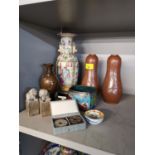 Oriental items to include a pair of 19th century Japanese terracotta gourd shape vase, a Japanese