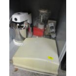 A vintage lot comprising a 1970's Kenwood Major mixer with two attachments, metal bowl and