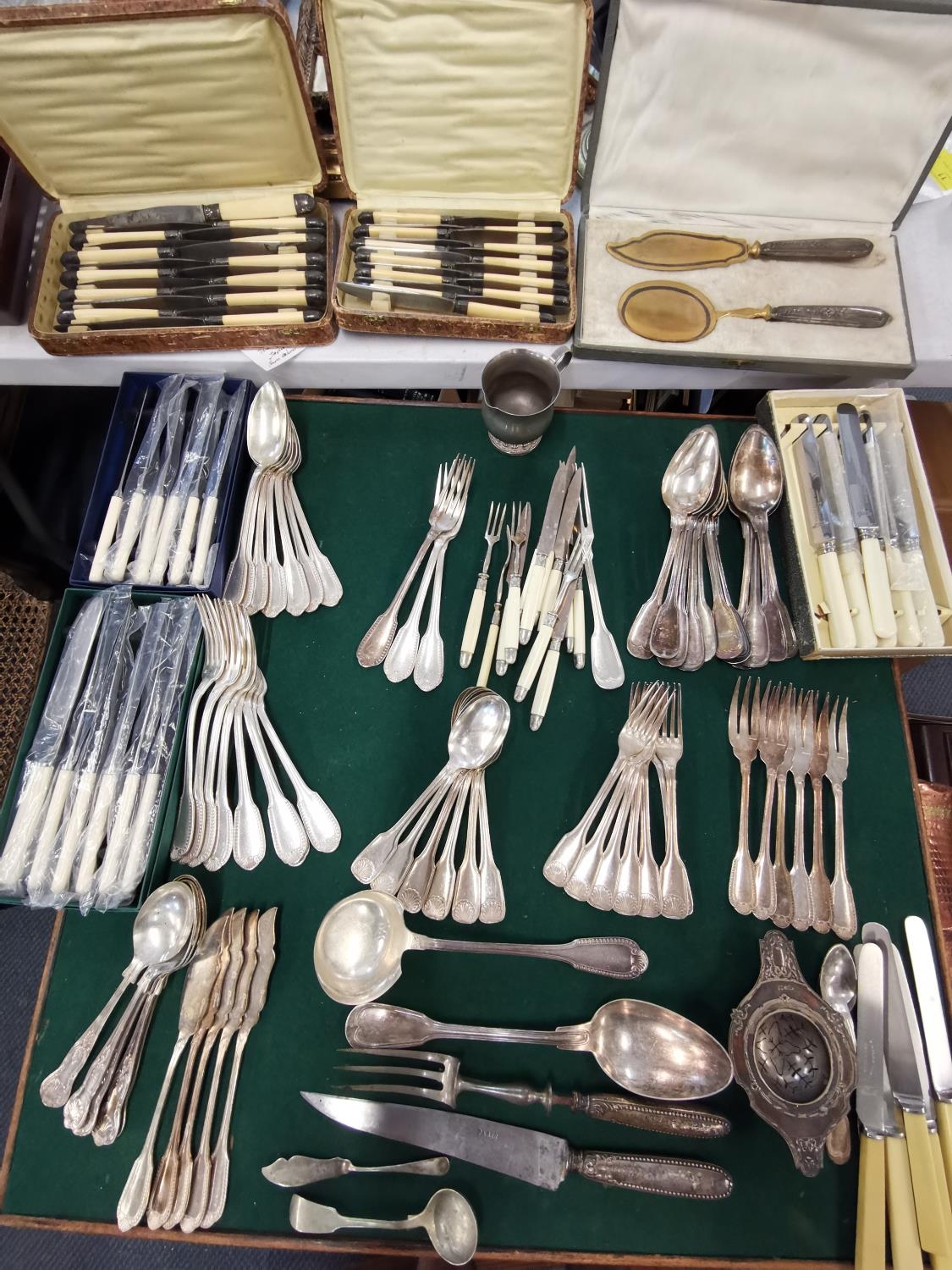 A quantity of French silver plated flatware and some English Location: 7:4