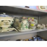 A mixed lot to include two Delft polychrome plates, Oriental eggshell china A/F, a Noritake part tea