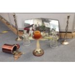 A mixed lot to include a Royal Doulton candlestick, together with a pair of glass candlesticks in