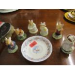 Six Royal Doulton Bramley Hedge figures to include Lady Woodmouse and Wilfred Toadflax together with