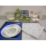 A quantity of ceramics and glassware to include a Royal Doulton Larchmont meat plate, Wedgwood