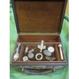 A jewellery box containing silver and items of interest including a pair of Art Nouveau earrings and