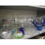 Large pieces of household glass to include vases, cannisters and decorative glassware, glass