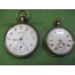 Two early 20th century pocket watches, one silver, both A/F