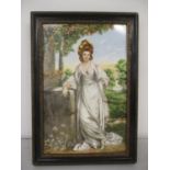 A late 19th century Minton painted plaque of a lady, framed Location: RWM