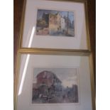 George Bushey - Framed and glazed watercolours, one entitled Going Home, 5 ½? x 7 ½?, together