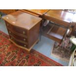 A two tier reproduction occasional table (leg A/F) together with a small bedside chest of three