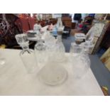 Six crystal and cut glass decanters, two with silver collars Location: 6:1