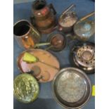 Victorian and later household copper items to include two kettles, mixed colanders and a quantity of