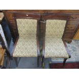 A pair of William IV mahogany framed bar back chairs, circa 1830s, with upholstered backing and drop